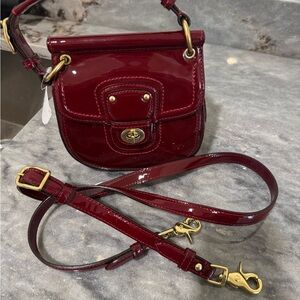 Chic Maroon Patent Leather Mini Bag